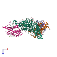 PDB entry 6w1d coloured by chain, top view.