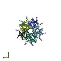 PDB entry 6w1m coloured by chain, side view.