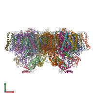 PDB entry 6w1u coloured by chain, front view.