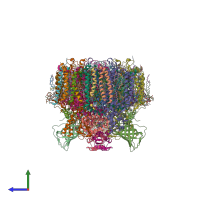 PDB entry 6w1u coloured by chain, side view.