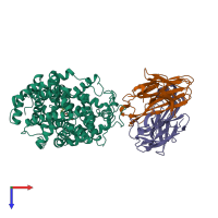 PDB entry 6w2c coloured by chain, top view.