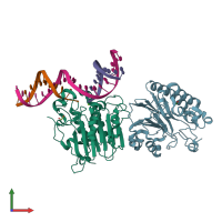 PDB entry 6w2p coloured by chain, front view.