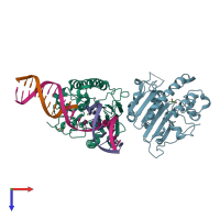 PDB entry 6w2p coloured by chain, top view.