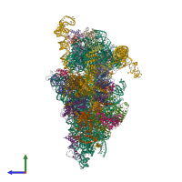 PDB entry 6w2t coloured by chain, side view.
