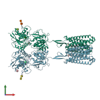 PDB entry 6w2y coloured by chain, front view.