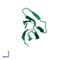 PDB entry 6w37 coloured by chain, side view.