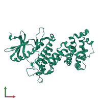 PDB entry 6w3b coloured by chain, front view.