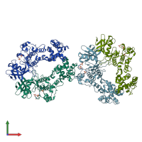 PDB entry 6w3c coloured by chain, front view.
