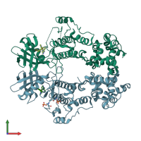 PDB entry 6w3e coloured by chain, front view.