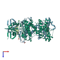 PDB entry 6w3e coloured by chain, top view.