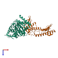 PDB entry 6w3i coloured by chain, top view.