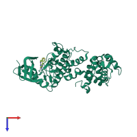 PDB entry 6w3k coloured by chain, top view.