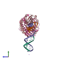 PDB entry 6w3l coloured by chain, side view.