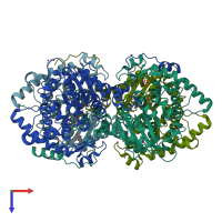 PDB entry 6w3z coloured by chain, top view.