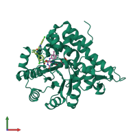 PDB entry 6w45 coloured by chain, front view.