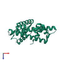 PDB entry 6w4l coloured by chain, top view.