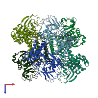 PDB entry 6w4n coloured by chain, top view.