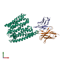 PDB entry 6w4s coloured by chain, front view.