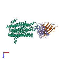 PDB entry 6w4s coloured by chain, top view.