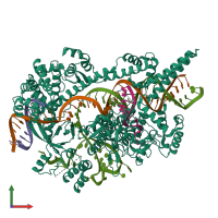 PDB entry 6w5c coloured by chain, front view.