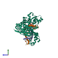 PDB entry 6w5x coloured by chain, side view.