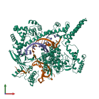 PDB entry 6w64 coloured by chain, front view.