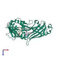 PDB entry 6w6d coloured by chain, top view.