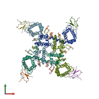 PDB entry 6w6o coloured by chain, front view.