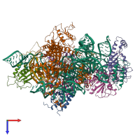 PDB entry 6w6v coloured by chain, top view.