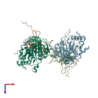 PDB entry 6w75 coloured by chain, top view.
