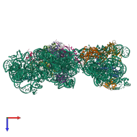 PDB entry 6w7n coloured by chain, top view.