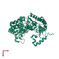 PDB entry 6w80 coloured by chain, top view.
