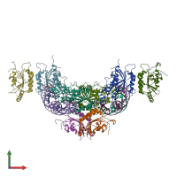 PDB entry 6w89 coloured by chain, front view.