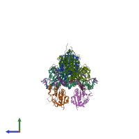 PDB entry 6w89 coloured by chain, side view.