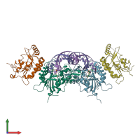 PDB entry 6w8j coloured by chain, front view.