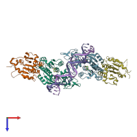 PDB entry 6w8j coloured by chain, top view.
