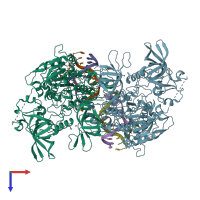 PDB entry 6w8w coloured by chain, top view.