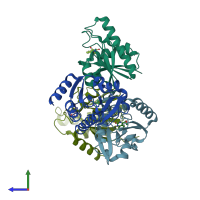PDB 6w8z coloured by chain and viewed from the side.