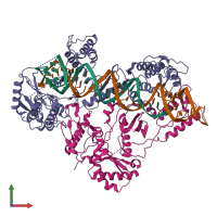 PDB entry 6wb2 coloured by chain, front view.