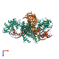PDB entry 6wbr coloured by chain, top view.