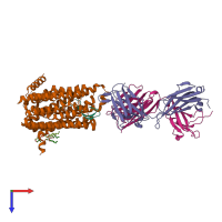 PDB entry 6wbv coloured by chain, top view.