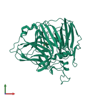 PDB entry 6wcl coloured by chain, front view.