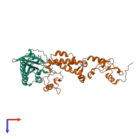 PDB entry 6wcw coloured by chain, top view.