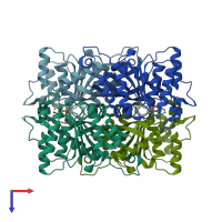 PDB entry 6wcx coloured by chain, top view.