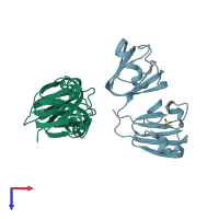 PDB entry 6wcy coloured by chain, top view.