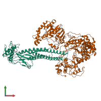 PDB entry 6wcz coloured by chain, front view.