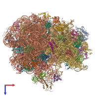 PDB entry 6wde coloured by chain, top view.