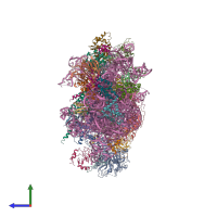 PDB entry 6wdr coloured by chain, side view.