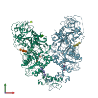 PDB entry 6wet coloured by chain, front view.