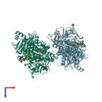PDB entry 6wet coloured by chain, top view.
